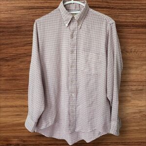 L.L. Bean White, Black and Red Checked Long Sleeve Button Down  Flannel. Sz. M